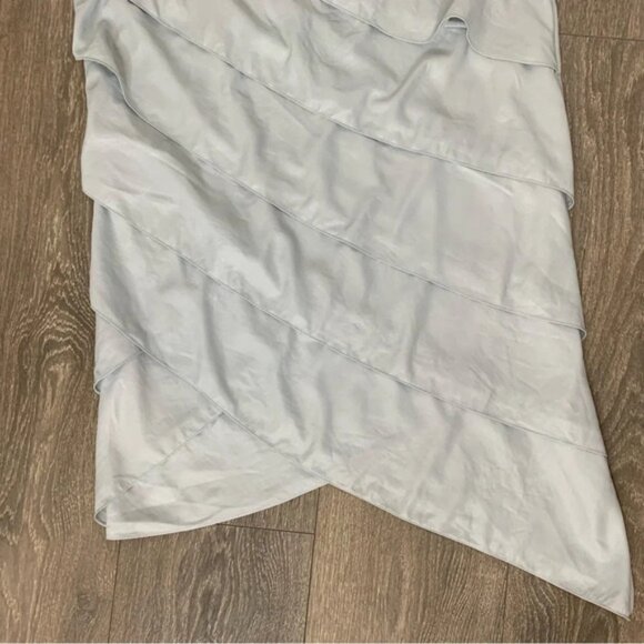 BCBG Women's Mini Dress Tiered Layered Ruffle One Shoulder Tie Sleeve Pale blue - Picture 9 of 16